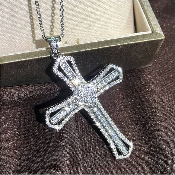 Unisex 925 Sterling Silver Plated Luxury Cross - Picture 3 of 13